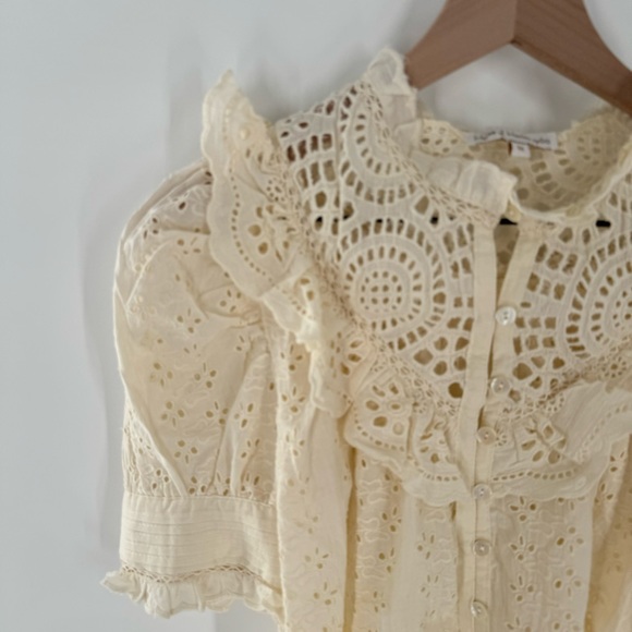 House Of Harlow 1960 Cream Ivory Delicate Eyelet Lace Babydoll Top Size Medium - Picture 5 of 9